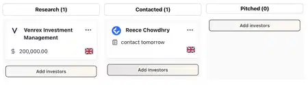 crino CRM system with investors added